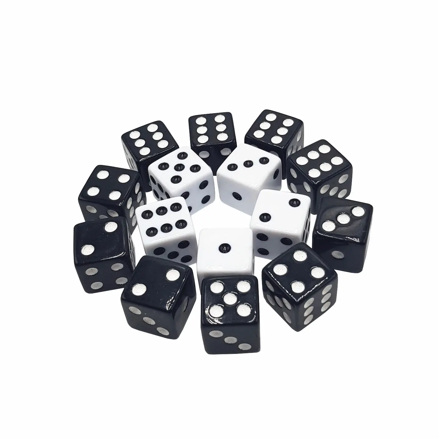 16Mm D6 Witte Vierkante Dobbelstenen Met Zwarte Stippen Custom Acryl Polyhedral Casino Spel Dobbelstenen