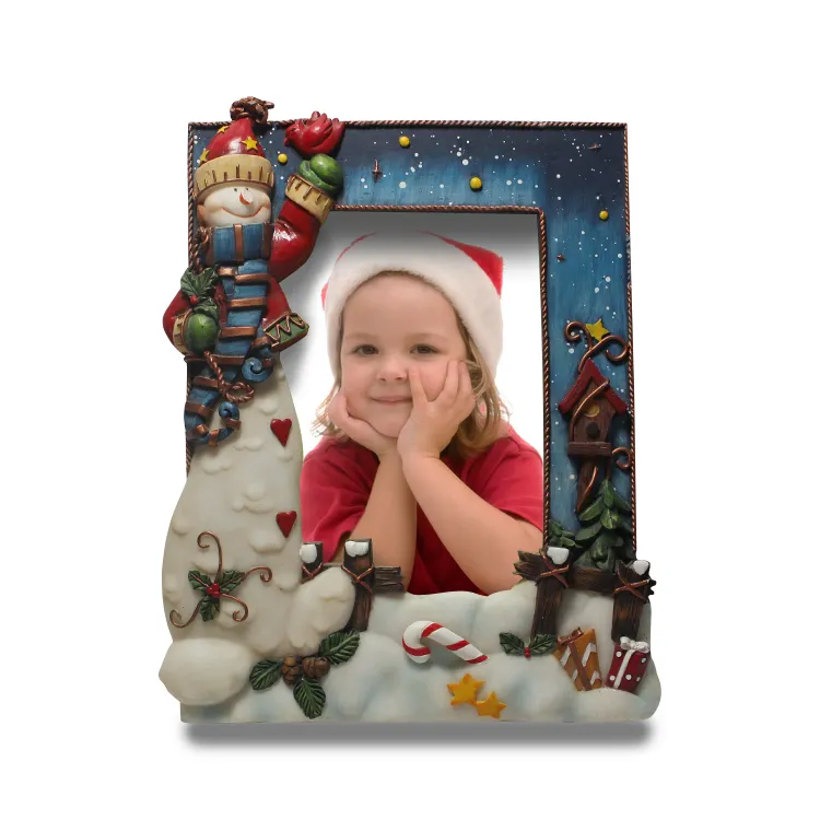 Christmas snow man decor baby resin photo frame