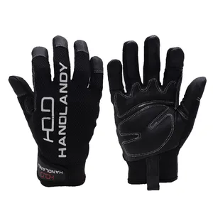 PRI Black Vibration-Resistant goatskin leather gloves working mechanic gloves