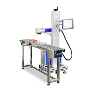 Máquina de marcação do laser 30w da fibra do correia transportadora da garrafa do animal de estimação do pe do plástico on-line