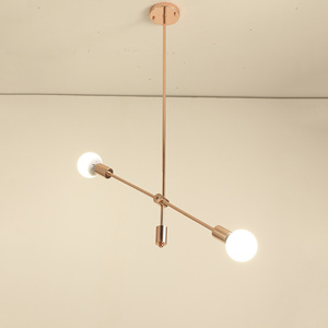 Tube d'éclairage Simple conception <span class=keywords><strong>lustre</strong></span> 2 ampoules europe style or rose couleur en laiton pendentif lumière - Product Image 2