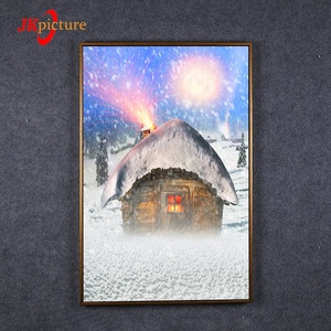 Di vendita caldo bella fuochi d'artificio e inverno nevicata paesaggio della tela di canapa pittura - Product Image 1