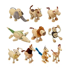 도매 공예 선물 멋진 만화 3d 나무 동물 모양 인형 장난감 세트 아이 게임