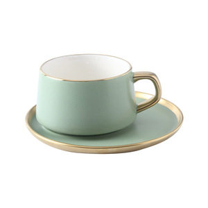 Elegante Opaco <span class=keywords><strong>Tazza</strong></span> di Porcellana e Piattino con Manico <span class=keywords><strong>D</strong></span>'<span class=keywords><strong>oro</strong></span>/<span class=keywords><strong>Oro</strong></span> Cerchio di <span class=keywords><strong>Caffè</strong></span> di Ceramica Set da Tè - Product Image 2