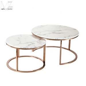 Marbre naturel Tables Basses Gigognes Lot <span class=keywords><strong>De</strong></span> 2 D'or À Facettes <span class=keywords><strong>Table</strong></span> <span class=keywords><strong>De</strong></span> Thé <span class=keywords><strong>De</strong></span> Luxe - Product Image 4