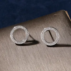 RAKOL EP2285 Anting Lingkaran Kuningan, Anting-Anting Minimalis Desain Bulat Emas Putih Minimalis Baru