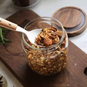 Bocal en verre hermétique de stockage des aliments à usage domestique de haute qualité avec couvercle en bois d'acacia pour le stockage des céréales à sucre dans la cuisine - Product Image 4
