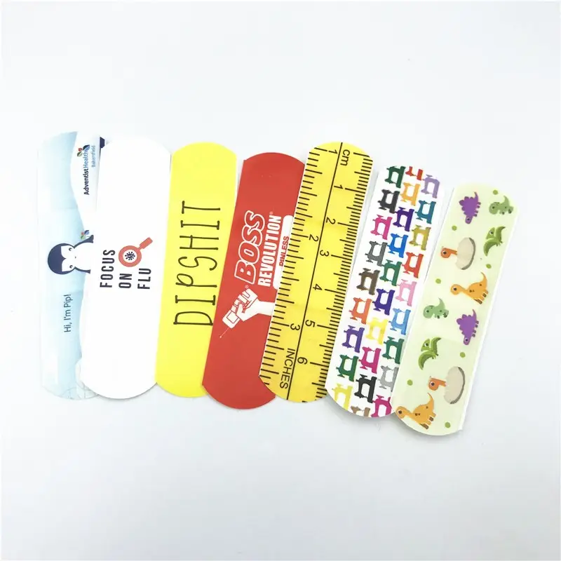 China Manufacturing 72*19mm Custom Logo Printed Plaster Waterproof Bandages PE Cute Cartoon Black Bandaid