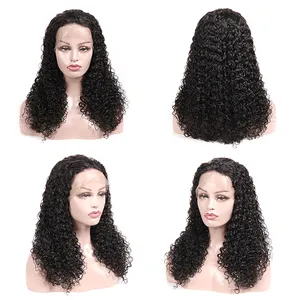 Haute qualité 18 pouce naturel couleur brésilien crépus bouclés cheveux humains pleine perruque de lacet pour les femmes noires