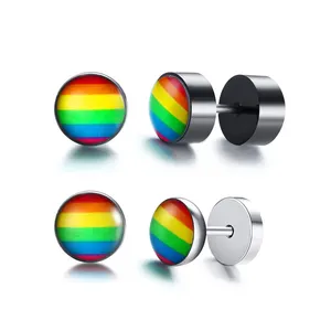 LGBT bijoux en acier inoxydable boucles d'oreilles arc-en-ciel pour gay et lesbienne