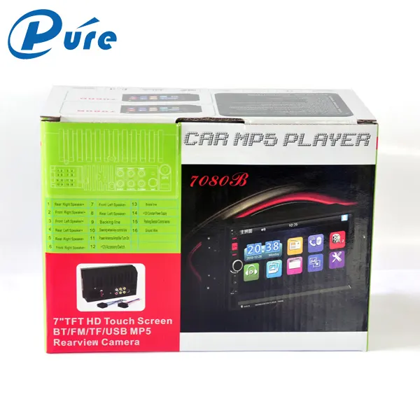 Mp4 mp5 player com tv e câmera de retrovisor, função de rádio de carro embutida, bluetooth