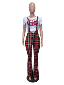 Tuta Intera a Quadri da <span class=keywords><strong>Donna</strong></span> <span class=keywords><strong>Elegante</strong></span> con Spalline e Pantaloni a Gamba Larga - Product Image 2