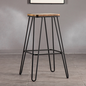 Marco de hierro sillas de la tienda de café taburete barato Industrial <span class=keywords><strong>Vintage</strong></span> sillas de Bar roble mate Grey Silla de Metal - Product Image 3