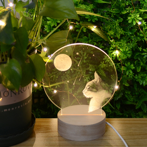 Creative Cat Wooden Led <strong>Light</strong> Moon <strong>Mood</strong> Lamp Acrylic Table Night <strong>Light</strong> for Bedroom Decoration - Product Image 1