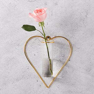 Set di 2 di Vetro Decorativo Del <span class=keywords><strong>Cuore</strong></span> Del Fiore <span class=keywords><strong>Vaso</strong></span> D'oro <span class=keywords><strong>Vaso</strong></span> di Supporto In Metallo Con Cerniera Germoglio di Prova Tubi Vasi Display - Product Image 4