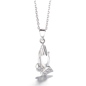 plata 925 rezando mano colgantes collares para las mujeres de los hombres de la Virgen María a mano collares - Product Image 1