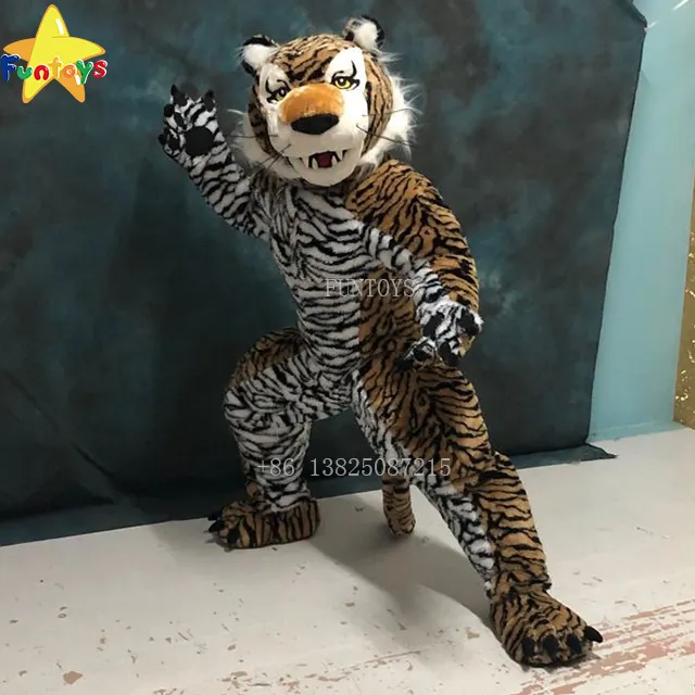 Funtoys-Disfraz personalizado de tigre musculoso marrón, <span class=keywords><strong>mascota</strong></span> de dibujos animados, fursuit, para adulto