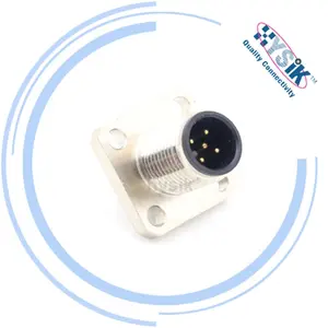 M12 Panel Receptacle Connector 5Pin Waterproof Male A-Coding Flange Type Connector