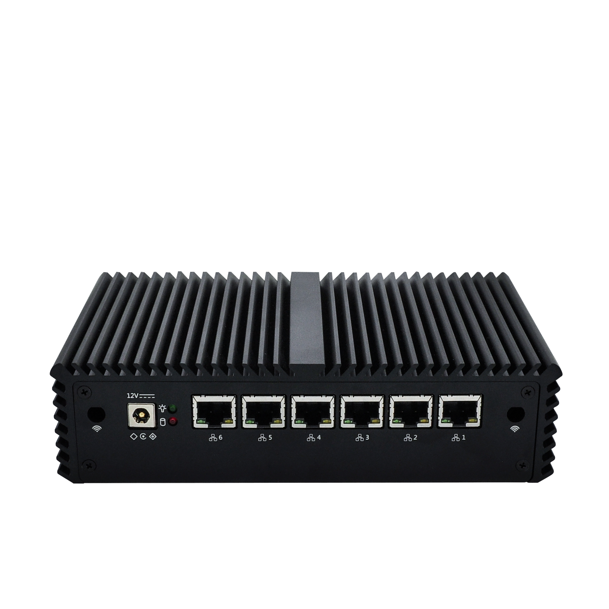 Industriel portatif 6 * Intel Rj-45 Ports Gigabit Lan Fanless Client Léger Linux Intel Mini PC Avec 4 * USB
