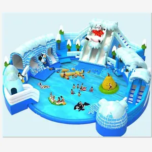 Personalizado grande campo de jogo divertido mundo do mar, mundo do gelo e do tema da neve design inflável do parque de água