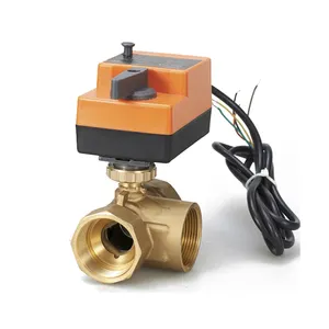 Vencedor Winvall 3 Way Válvula Motorizada 12V Acionamento Elétrico Válvulas de Controle de Fluxo de Água Do Motor Operado Válvula de Esfera de Bronze