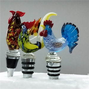 ตกแต่งที่มีสีสันแก้วไก่ Murano แก้วขวดไวน์จุก