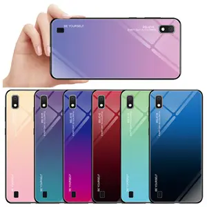 Bán buôn Đẹp Ngụy Trang Gradient Tempered Glass Cover Quay Lại Điện Thoại Trường Hợp Đối Với Samsung Galaxy A10