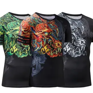 Zrce camiseta de manga curta masculina para academia, camiseta de manga curta com estampa 3d para homens, camiseta de musculação chinesa com braço