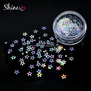 Star Shaped Sequins Laser Holographic Silver Hollow-out Star Shape Glitter für Face Body Nail Decoration