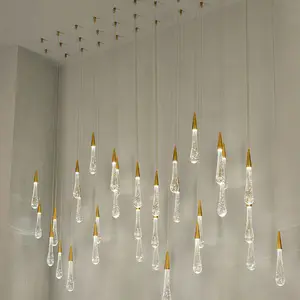 Jylighting Crystal Stallcase Hanglampen Kristallen Waterdruppels Trappen Ophanging Licht Voor Woondecoratie Verlichting