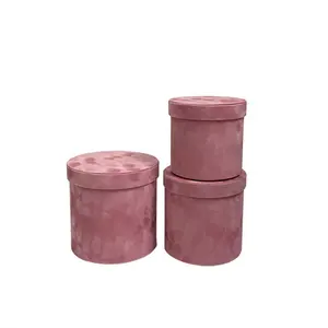 Wholesale Suede Luxury Round Flower Box, Velvet Box For Rose Packing