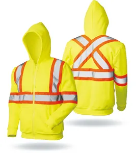 Jaket Hoodie Bulu Domba Polar Reflektif Hi Vis