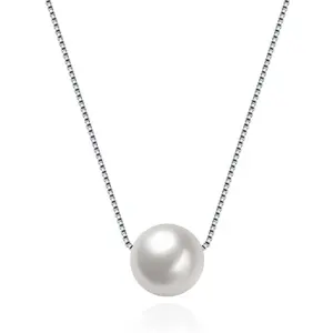 Hoge Kwaliteit Eenvoudig Ontwerp Shell Bead Hanger Box Ketting 925 Sterling Zilveren Parel Ketting