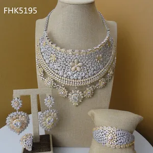 2019 Yuminglai Luxury Cubic Zirconia Jewelry India Bridal Jewelry Sets For Women Wedding FHK5195