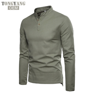 TONGYANG Camisa Casual de <span class=keywords><strong>Lino</strong></span> para Hombre Cuello Mao Transpirable Estilo Tradicional Chino Manga Larga - Product Image 2