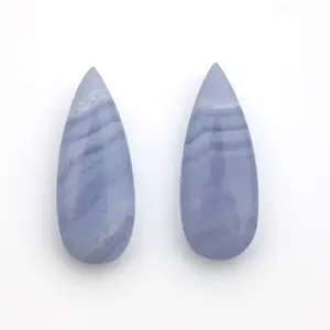 아름다운 블루 레이스 마노 보석 공장 가격에 카보 숑 부드러운 긴 배 모양 천연 마노 보석 돌
