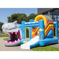 outdoor Toy shark theme amusement park jumping bouncer/ Inflatable bouncing castle with slide for sale