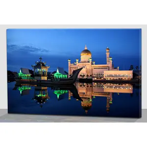 BES Islamic Calligraphy Paintings Print Modern Wall Art Islamic Building Led Canvas Religion Wall Decoration