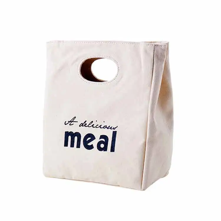 الجملة الرخيصة الترويجية صديقة للبيئة قابلة لإعادة الاستخدام شعار مخصص قماش القطن الصغيرة حقيبة غداء حقيبة للحفاظ على البرودة