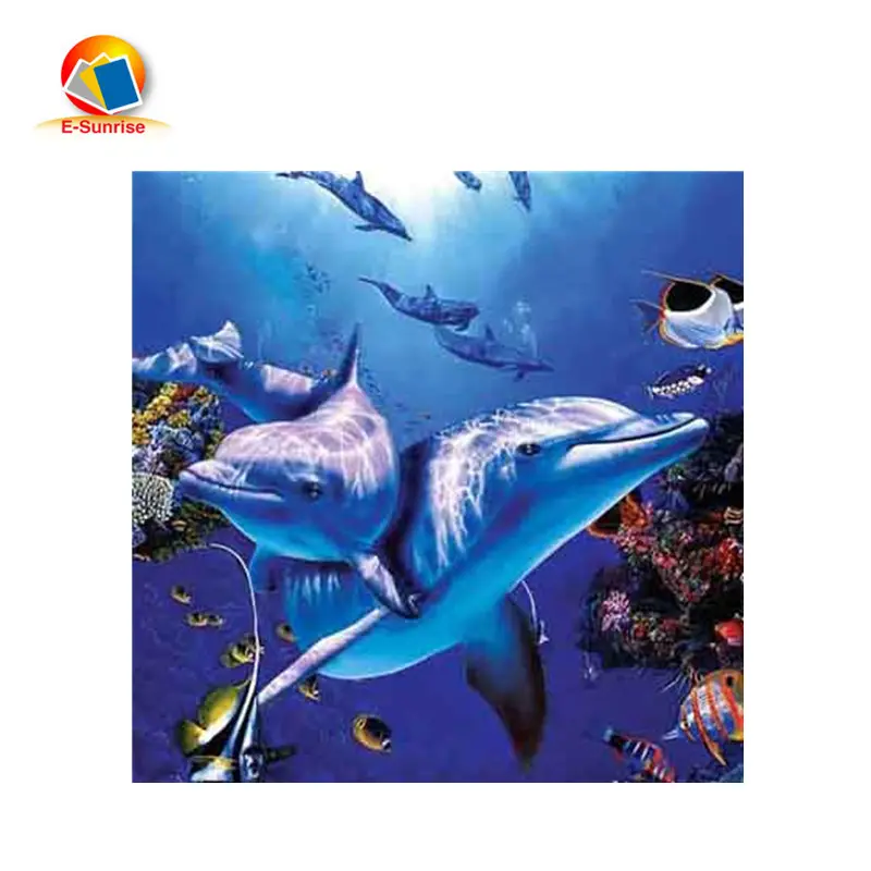 3d dolphin lenticular art picture framed 3d picture for home decoration