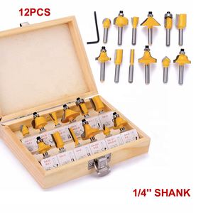 Kits003 12pcs thiết lập 1/4 ''shank tungsten carbide tip Cutter <span class=keywords><strong>TCT</strong></span> chế biến gỗ gỗ Router <span class=keywords><strong>bit</strong></span> cho gỗ - Product Image 4