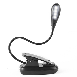 Ningbo Goldmore high quality Portable Flexible 4pcs White LED Clip Book Reading Lamp Black Book Light