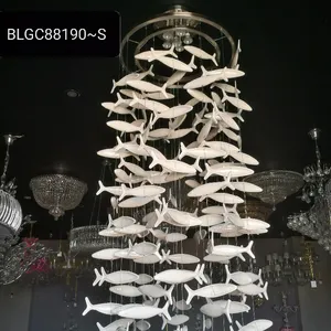 Contemporary hot sale pendant lamp modern large ceramic fish chandelier lighting fish lamp indoor decoration cheaper price