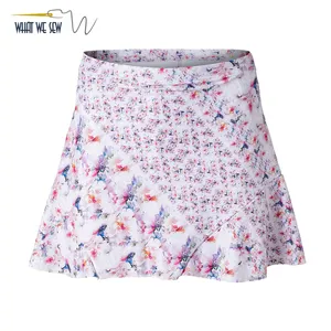 Factory Custom Your Own Print Women's UV Protection Tennis Skirt With Flounce At Sides