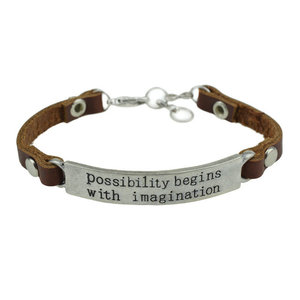 La realidad tiene límites La imaginación <span class=keywords><strong>es</strong></span> ilimitada Alfabeto Grabado Inspiración verdad Cuero biblia verso pulsera - Product Image 2