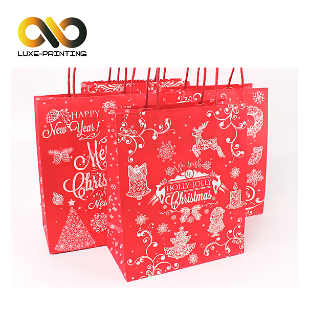 Индивидуальный фирменный знак печати Рождественский подарок упаковка небольшой бумажный пакет для подарка