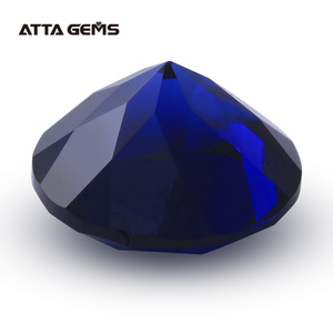 Venta al por mayor de alta calidad #34 sintético redondo corindón Piedra <span class=keywords><strong>Azul</strong></span> zafiro piedras preciosas para joyería hecha a mano - Product Image 5