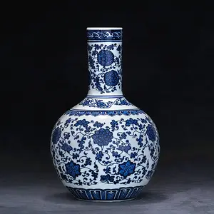 Vasi in ceramica di porcellana drago nuovo rustico cinese all'ingrosso antico dipinto a mano blu e bianco 1 pezzo smalto antico di capodanno