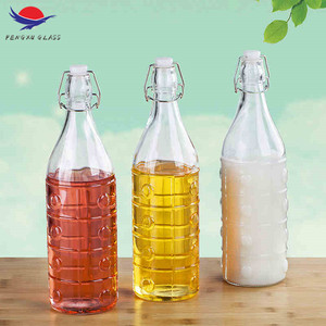 Suave transparente beber botella <span class=keywords><strong>de</strong></span> agua <span class=keywords><strong>de</strong></span> <span class=keywords><strong>vidrio</strong></span> con clip tapa/estilo especial hermético 1000 ml oscilación superior - Product Image 1