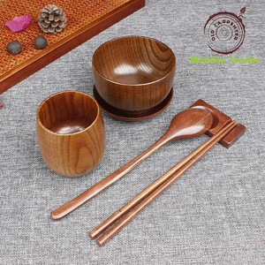 Juego de <span class=keywords><strong>vajilla</strong></span> moderno de 6 piezas con patrón de plantas de madera Natural de alta calidad con tazón, taza, cuchara, palillos, platos y <span class=keywords><strong>vajilla</strong></span> - Product Image 5